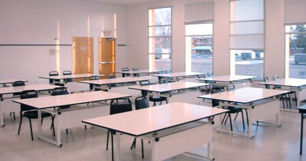 Classroom with Chairs and Tables